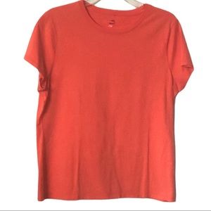 Hanes Womens Orange Short Cap Sleeve T-shirt Size L